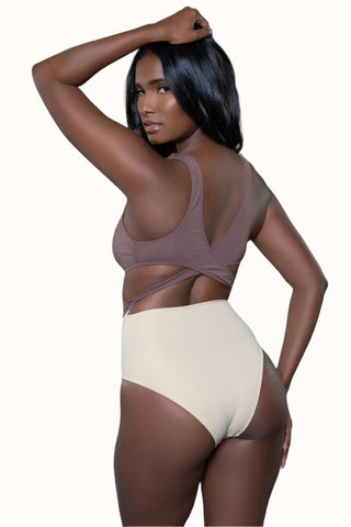 Color Black Swimsuit, Plunge Cutout Bathing Suit