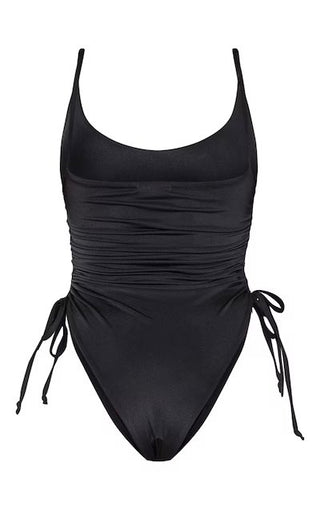 One Piece Waist Cinching Swimsuit, Drawstring Bathing Suit