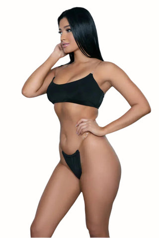 Clear Strap Bikini Set, Two Piece Swimsuit, Crop Top & Thong