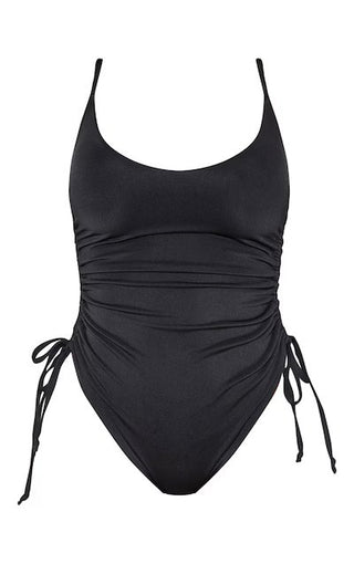 One Piece Waist Cinching Swimsuit, Drawstring Bathing Suit