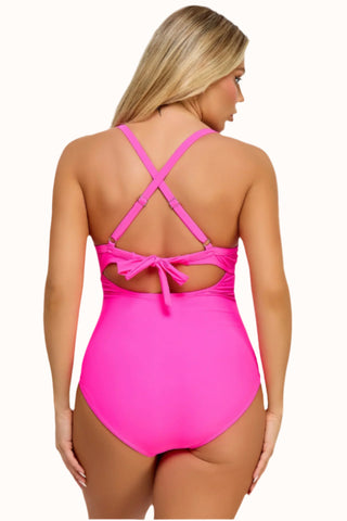 One Piece Cutout Swimsuit, Twist Front Crisscross Bathing Suit