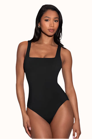 One Piece Waist Cinching Swimsuit, Lace Up Corset Bathing Suit